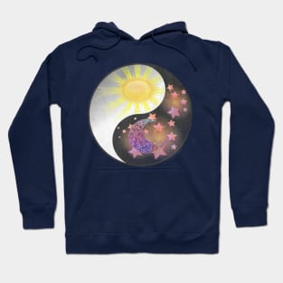 Yin & Yang Balance, Moon, Sun & Stars Graphic Spiritual Gifts Hoodie